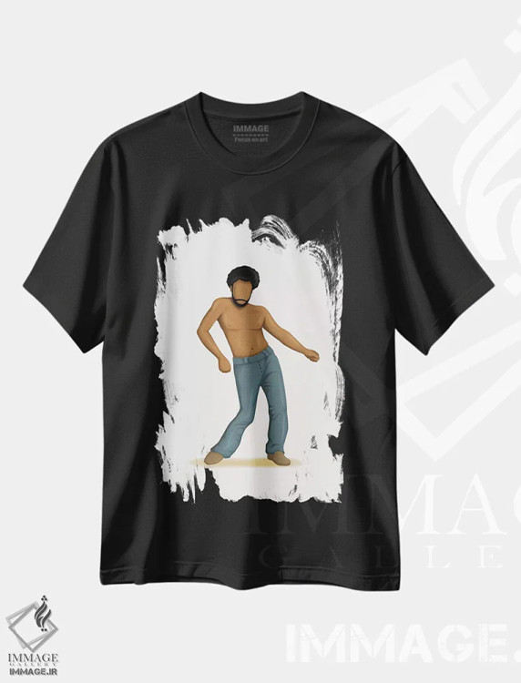 تیشرت مشکی طرح دار گوارا اثر نور طُحمه | فروشگاه ایماژ
