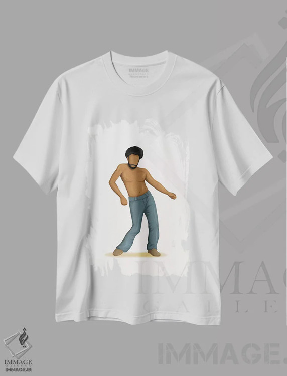 تیشرت سفید طرح دار گوارا اثر نور طُحمه | immage.ir