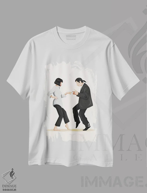 تیشرت سفید طرح دار داستان عامه پسند، وینتیج و رترو اثر نور طُحمه | فروشگاه ایماژ