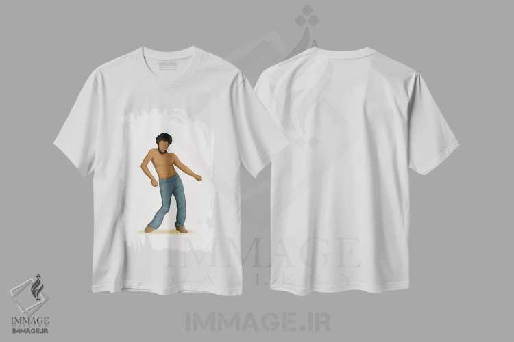 تیشرت سفید طرح دار گوارا اثر نور طُحمه | immage.ir