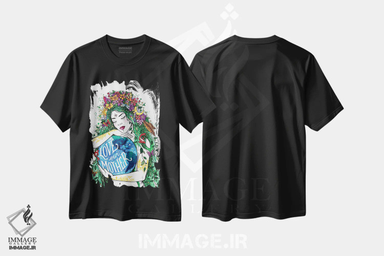 تیشرت مشکی طرح دار عشق به مادرمان، هنر دیجیتال اثر نور طُحمه | فروشگاه ایماژ