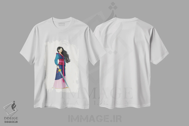 تیشرت سفید طرح دار جنگجو، دکور آسیایی اثر نور طُحمه | immage.ir