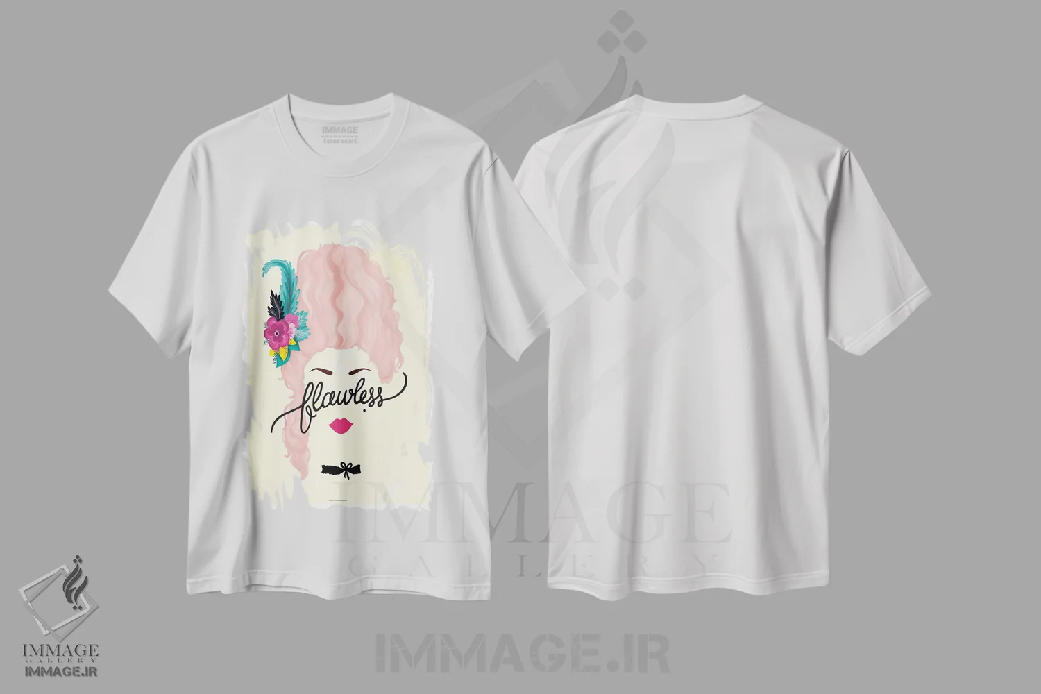 تیشرت سفید طرح دار ماری آنتوانت، تزئینی اثر نور طُحمه | فروشگاه ایماژ