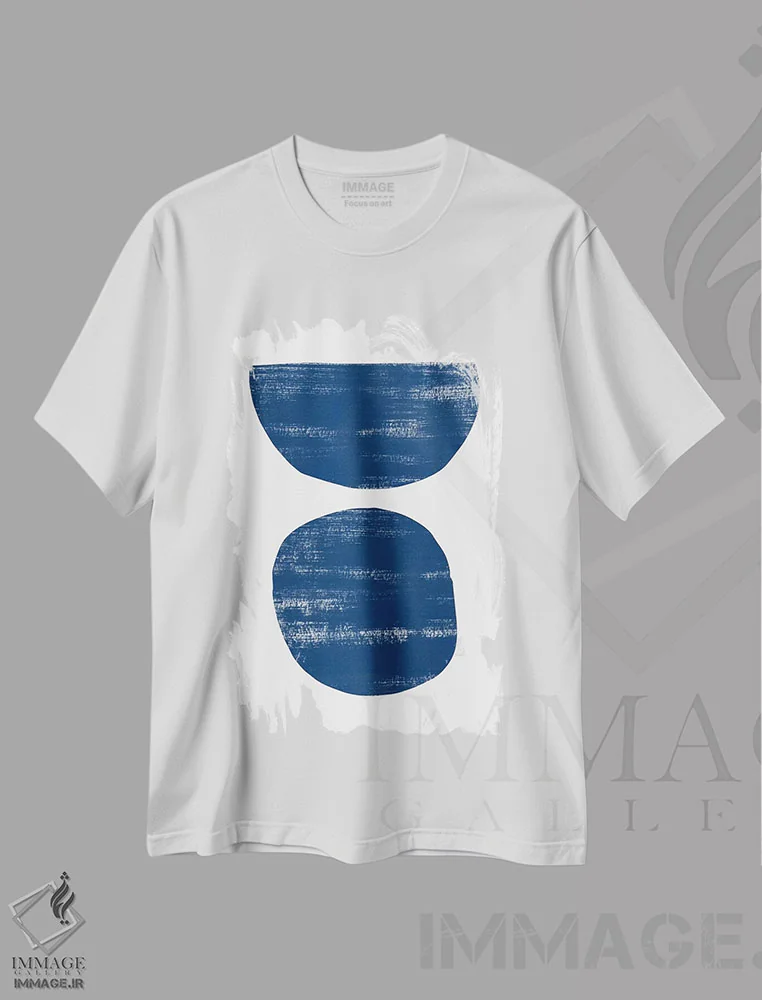 تیشرت سفید طرح دار انتزاع I سرمه ای، آبستره اثر نووو پرینتس | فروشگاه ایماژ