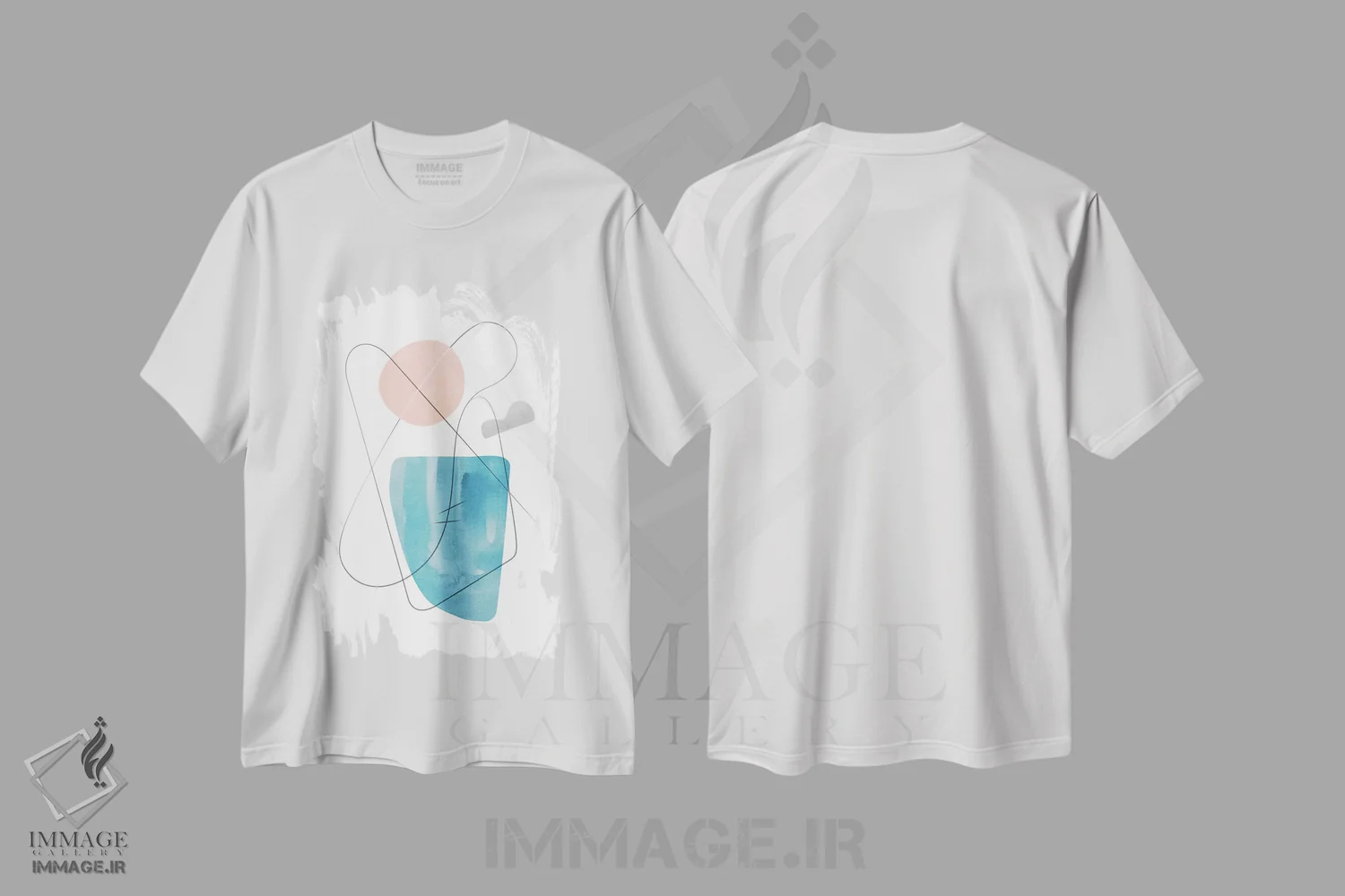 تیشرت سفید طرح دار ترکیب انتزاعی با خطوط VIII اثر نووو پرینتس | immage.ir