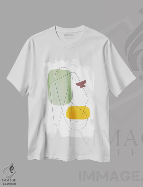 تیشرت سفید طرح دار ترکیب انتزاعی با خطوط XI اثر نووو پرینتس | immage.ir