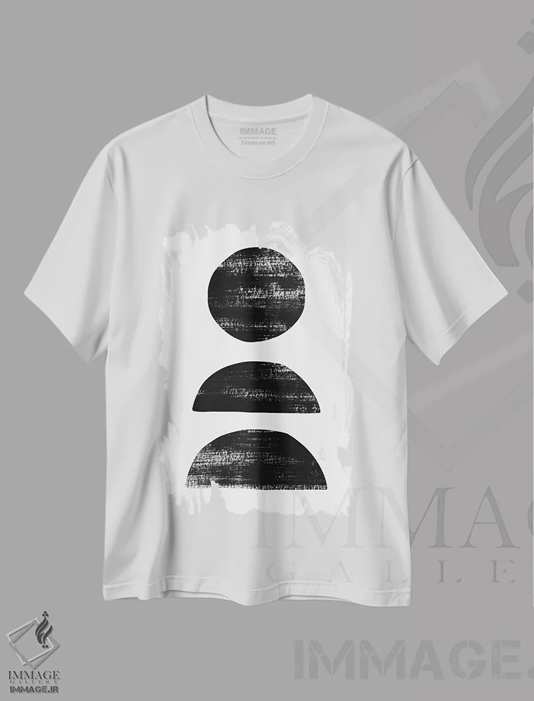 تیشرت سفید طرح دار انتزاع II مشکی، آبستره اثر نووو پرینتس | immage.ir