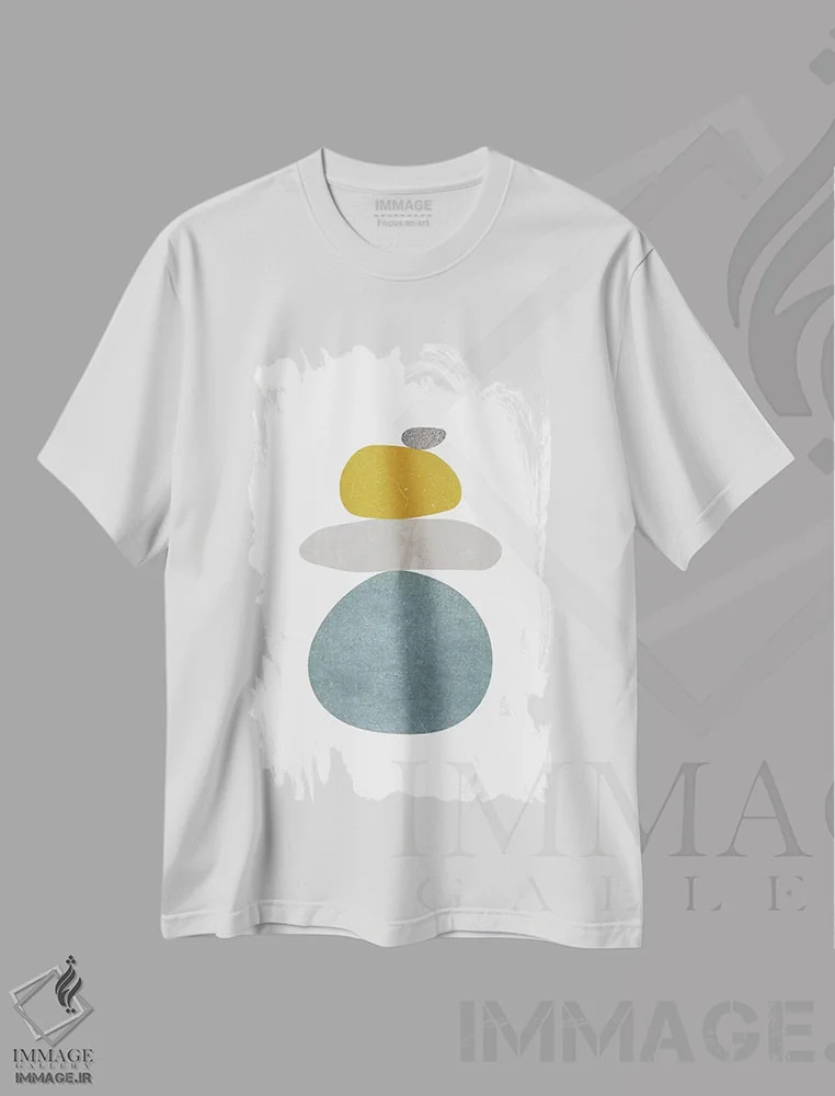 تیشرت سفید طرح دار سنگریزه ها V اثر نووو پرینتس | فروشگاه ایماژ