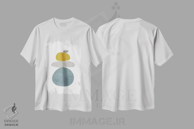 تیشرت سفید طرح دار سنگریزه ها V اثر نووو پرینتس | فروشگاه ایماژ