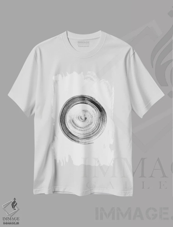تیشرت سفید طرح دار دایره جوهری اثر نووو پرینتس | immage.ir