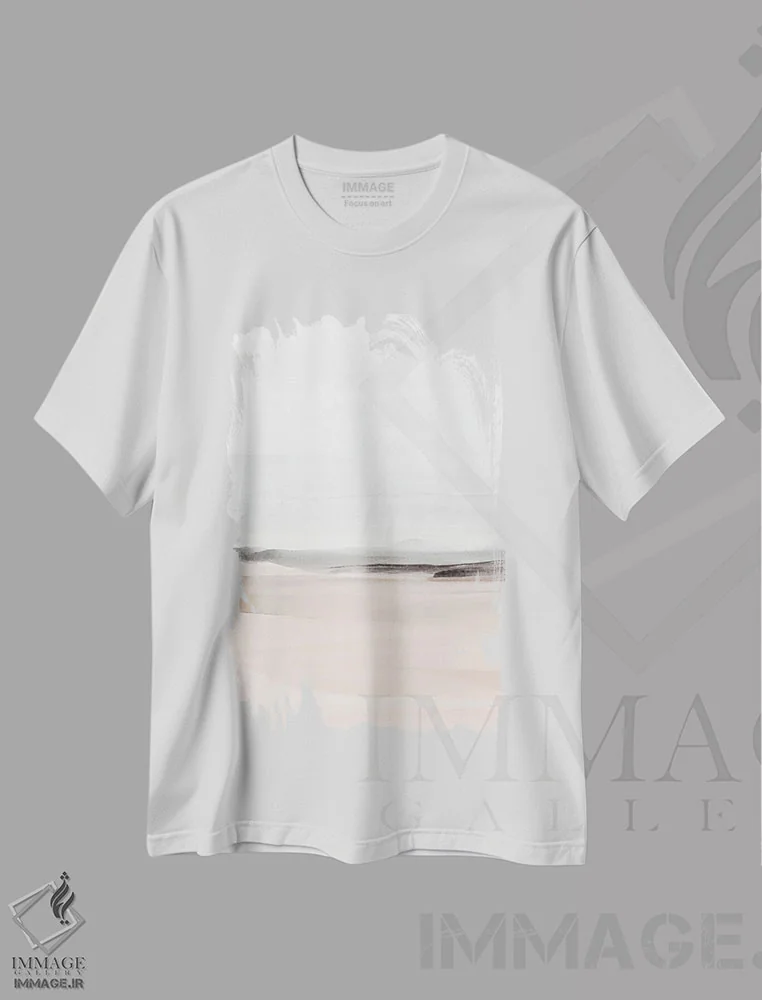 تیشرت سفید طرح دار منظره آبرنگی هشتم اثر نووو پرینتس | immage.ir