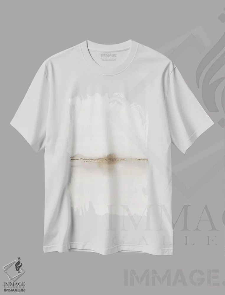 تیشرت سفید طرح دار منظره آبرنگی هفتم اثر نووو پرینتس | فروشگاه ایماژ