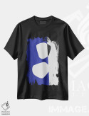 تیشرت مشکی طرح دار انتزاع در رنگ های مشکی و آبی دوم اثر نووو پرینتس | فروشگاه ایماژ