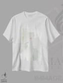 تیشرت سفید طرح دار نقاشی انتزاعی خاکستری روشن اثر نووو پرینتس | immage.ir