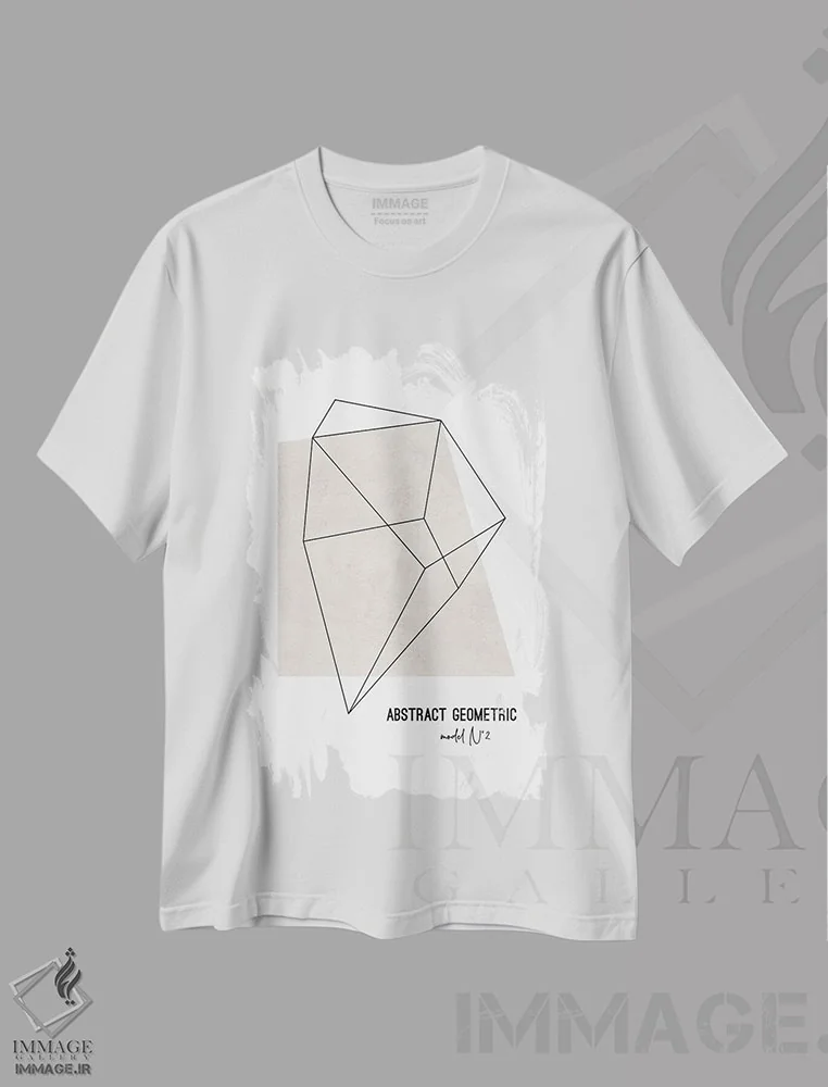 تیشرت سفید طرح دار انتزاع هندسی دوم اثر نووو پرینتس | immage.ir