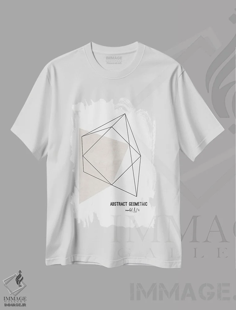 تیشرت سفید طرح دار انتزاع هندسی چهارم اثر نووو پرینتس | immage.ir
