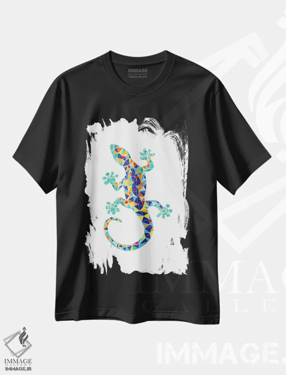 تیشرت مشکی طرح دار اژدهای موزاییکی گائودی، تزئینی اثر نووو پرینتس | immage.ir