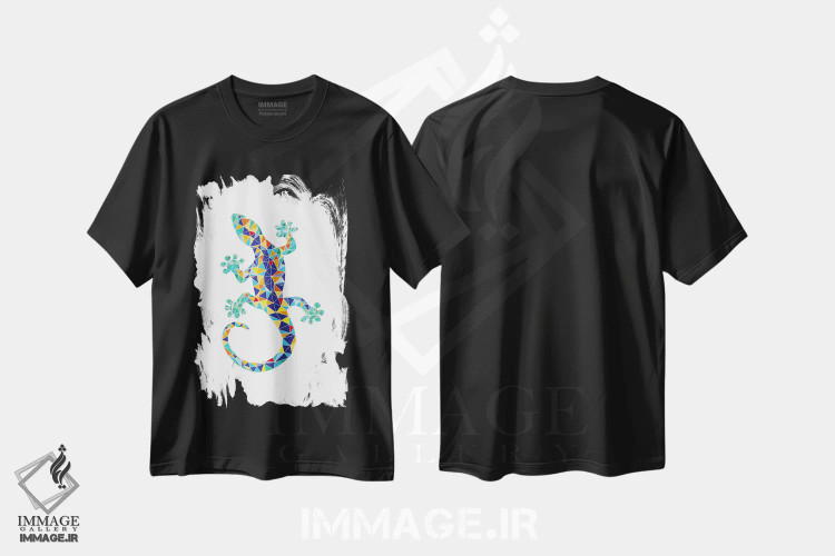 تیشرت مشکی طرح دار اژدهای موزاییکی گائودی، تزئینی اثر نووو پرینتس | immage.ir