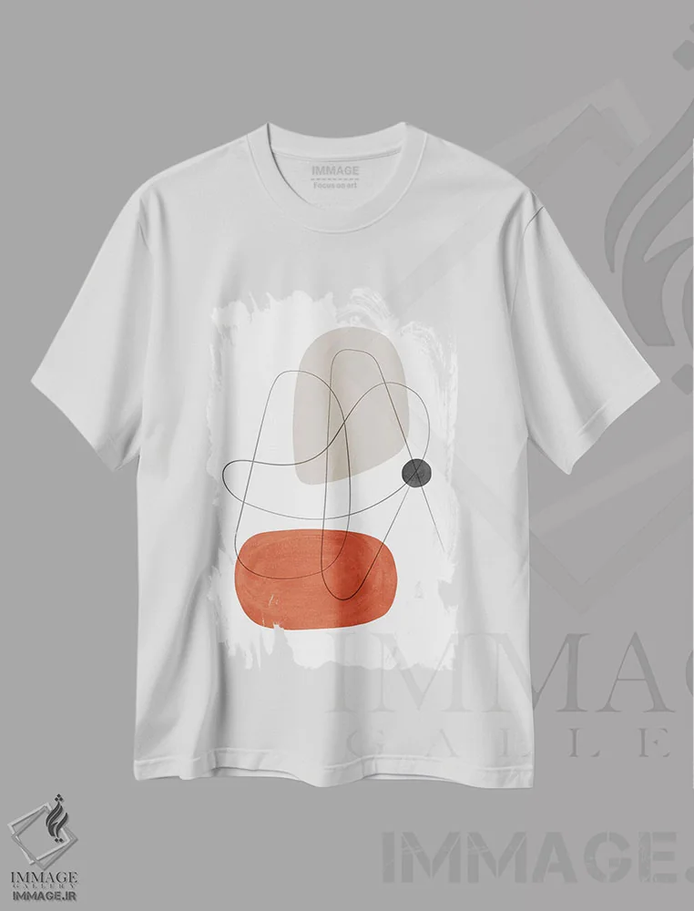 تیشرت سفید طرح دار ترکیب انتزاعی با خطوط شماره ۳ اثر نووو پرینتس | فروشگاه ایماژ