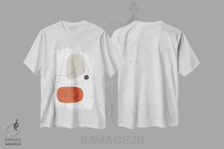 تیشرت سفید طرح دار ترکیب انتزاعی با خطوط شماره ۳ اثر نووو پرینتس | فروشگاه ایماژ