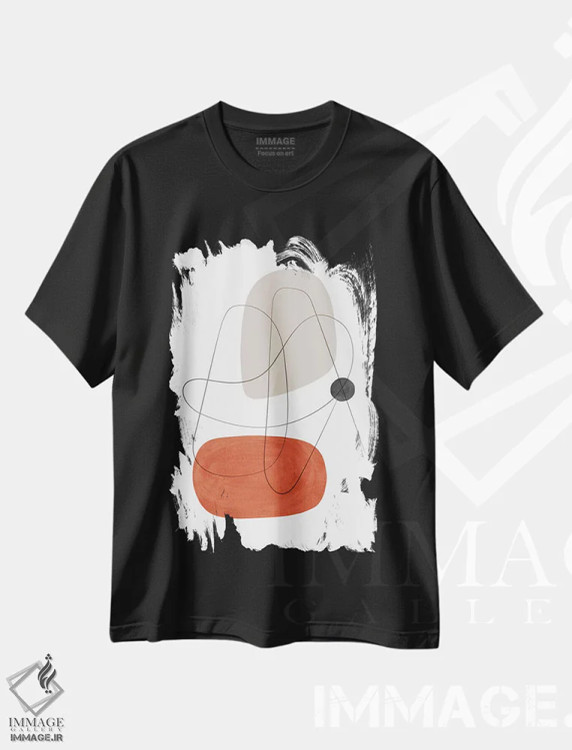 تیشرت مشکی طرح دار ترکیب انتزاعی با خطوط شماره ۳ اثر نووو پرینتس | immage.ir