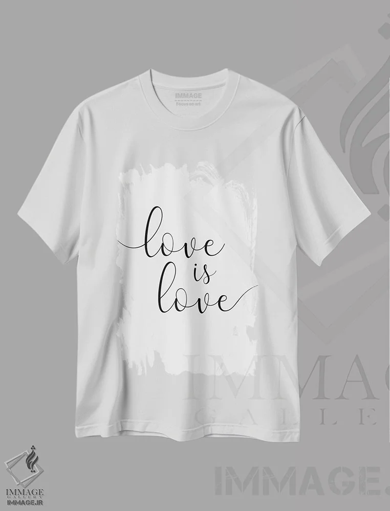 تیشرت سفید طرح دار عشق همان عشق است، تایپوگرافی اثر نووو پرینتس | فروشگاه ایماژ
