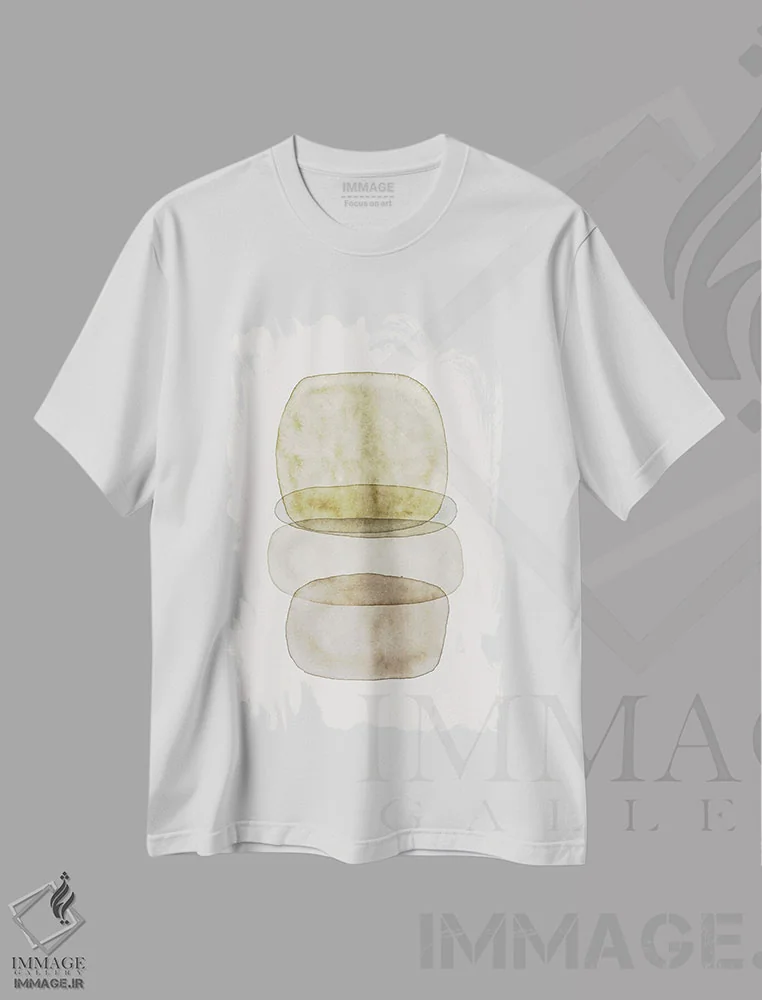 تیشرت سفید طرح دار انتزاع آبرنگی شماره ۳ اثر نووو پرینتس | فروشگاه ایماژ