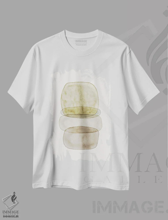 تیشرت سفید طرح دار انتزاع آبرنگی شماره ۳ اثر نووو پرینتس | فروشگاه ایماژ