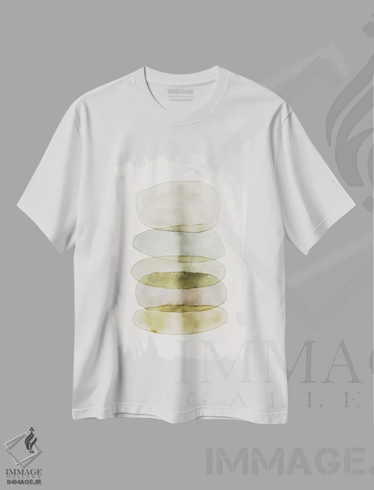 تیشرت سفید طرح دار انتزاع آبرنگی شماره ۴ اثر نووو پرینتس | immage.ir