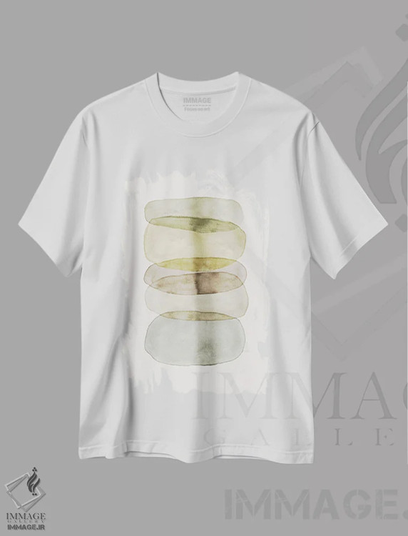 تیشرت سفید طرح دار انتزاع آبرنگی شماره ۵ اثر نووو پرینتس | فروشگاه ایماژ