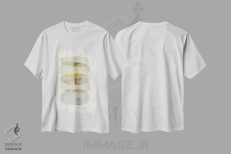 تیشرت سفید طرح دار انتزاع آبرنگی شماره ۵ اثر نووو پرینتس | فروشگاه ایماژ
