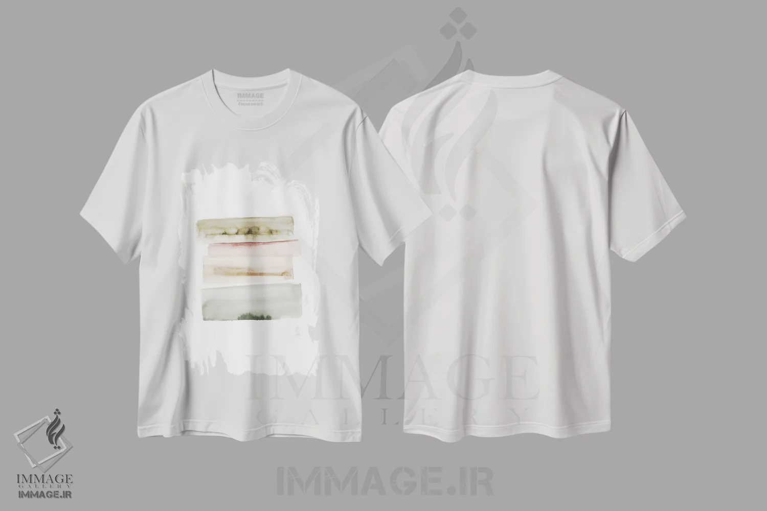 تیشرت سفید طرح دار ضربه های قلم مو آبرنگی شماره ۲ اثر نووو پرینتس | immage.ir