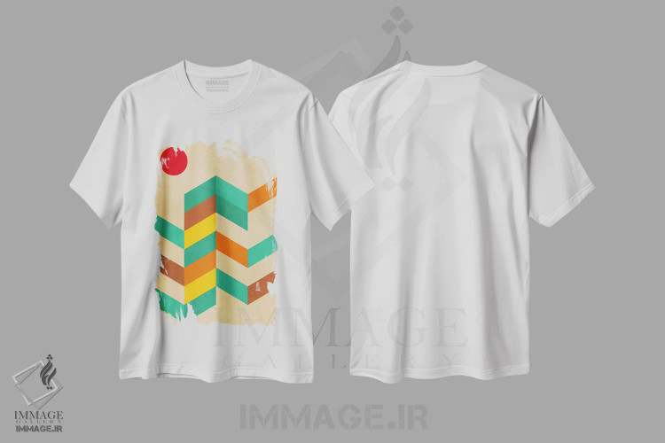 تیشرت سفید طرح دار منظره هندسی با خورشید، آبستره اثر نووو پرینتس | immage.ir