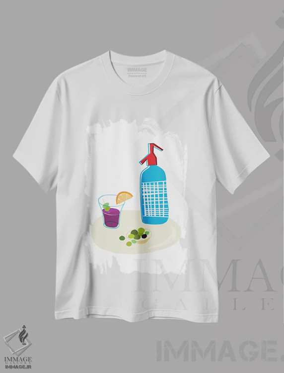 تیشرت سفید طرح دار اپریتیف ایتالیایی، تزئینی اثر نووو پرینتس | فروشگاه ایماژ