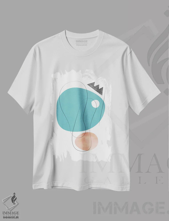 تیشرت سفید طرح دار ترکیب انتزاعی با خطوط شماره ۵ اثر نووو پرینتس | فروشگاه ایماژ