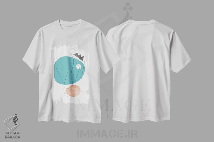 تیشرت سفید طرح دار ترکیب انتزاعی با خطوط شماره ۵ اثر نووو پرینتس | فروشگاه ایماژ
