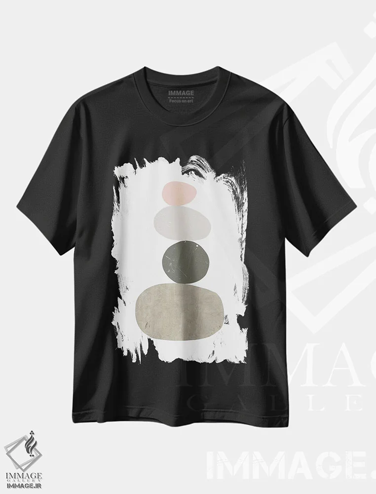 تیشرت مشکی طرح دار سنگ ریزه ها ۱، آبستره اثر نووو پرینتس | immage.ir