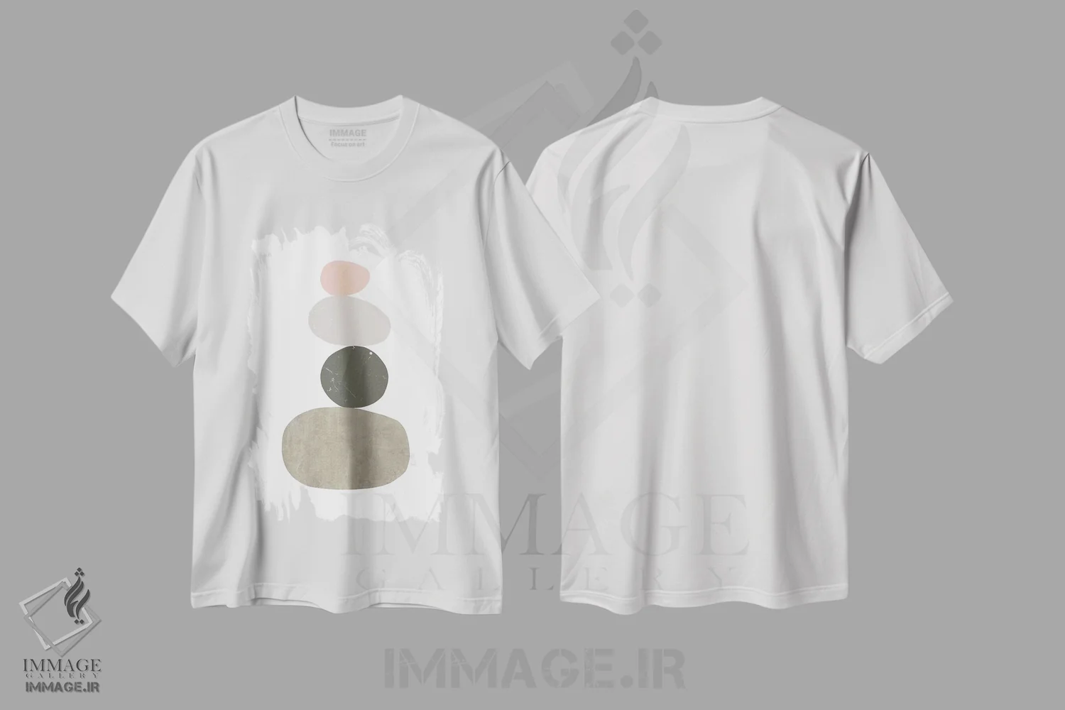 تیشرت سفید طرح دار سنگ ریزه ها ۱، آبستره اثر نووو پرینتس | فروشگاه ایماژ