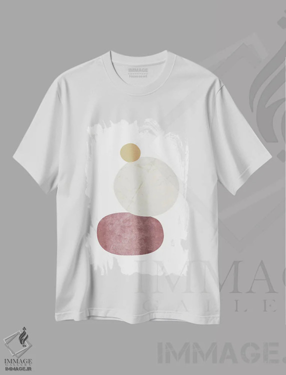 تیشرت سفید طرح دار سنگ ریزه ها ۲، آبستره اثر نووو پرینتس | immage.ir