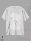 تیشرت سفید طرح دار تک شاخ رنگین کمانی، آبستره اثر نووو پرینتس | immage.ir