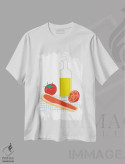 تیشرت سفید طرح دار نان اسپانیایی با گوجه فرنگی، هنر فاخر معاصر اثر نووو پرینتس | immage.ir
