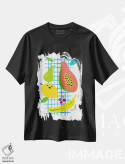 تیشرت مشکی طرح دار میوه های گرمسیری، هنر فاخر معاصر اثر نووو پرینتس | فروشگاه ایماژ