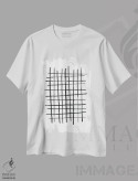 تیشرت سفید طرح دار شبکهٔ آبرنگی سیاه و سفید، آبستره اثر نووو پرینتس | فروشگاه ایماژ