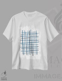 تیشرت سفید طرح دار شبکهٔ آبرنگی سرمه ای، آبستره اثر نووو پرینتس | immage.ir