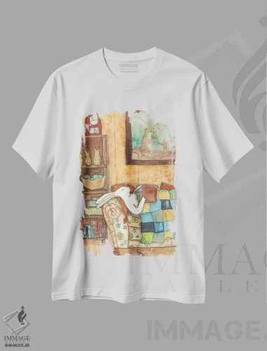 تیشرت سفید طرح دار یک کتاب خوب، مدیوم اثر نکیشا واندرووِن | فروشگاه ایماژ