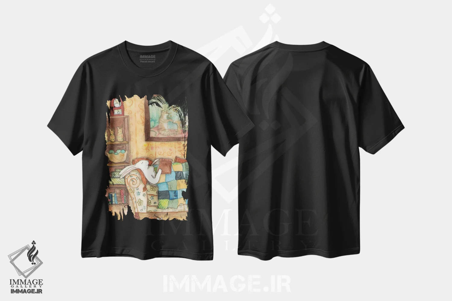 تیشرت مشکی طرح دار یک کتاب خوب، مدیوم اثر نکیشا واندرووِن | immage.ir