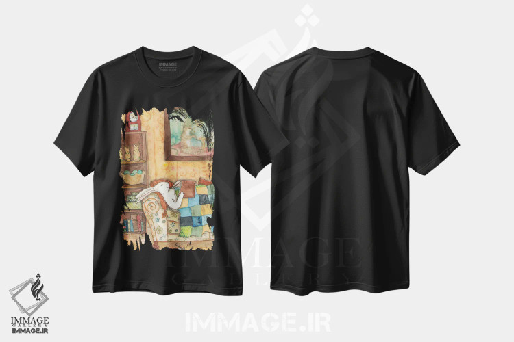 تیشرت مشکی طرح دار یک کتاب خوب، مدیوم اثر نکیشا واندرووِن | immage.ir