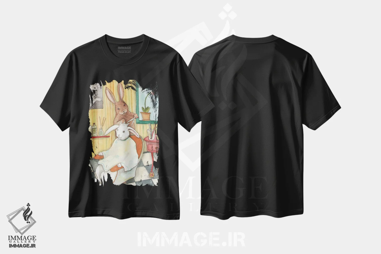 تیشرت مشکی طرح دار کوتاهی موی خرگوش، مدیوم اثر نکیشا واندرووِن | فروشگاه ایماژ