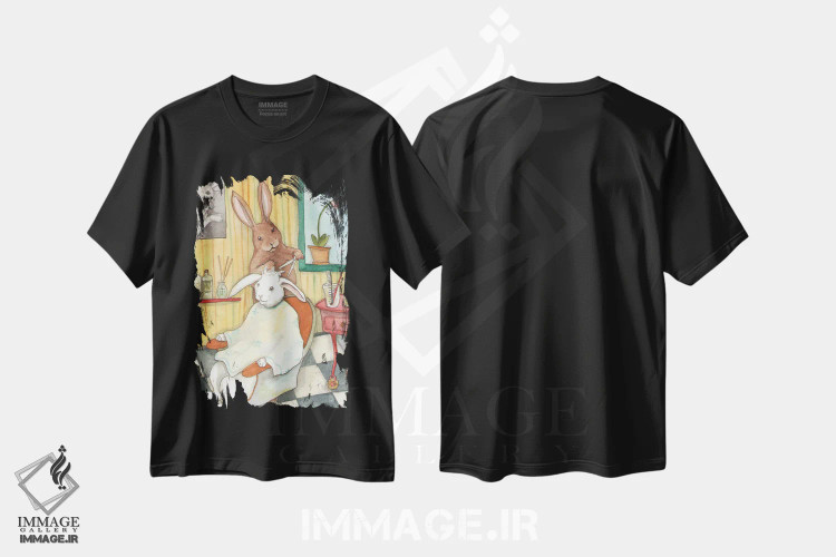 تیشرت مشکی طرح دار کوتاهی موی خرگوش، مدیوم اثر نکیشا واندرووِن | فروشگاه ایماژ