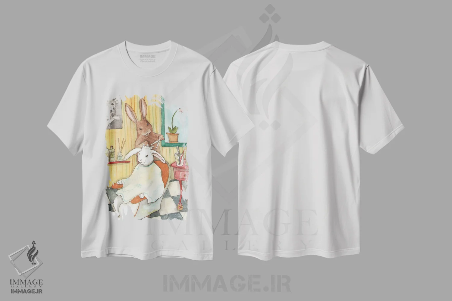 تیشرت سفید طرح دار کوتاهی موی خرگوش، مدیوم اثر نکیشا واندرووِن | immage.ir